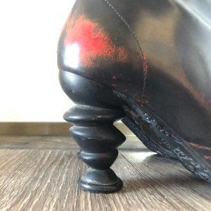 John Fluevog Booties, Stacked Rock Heel